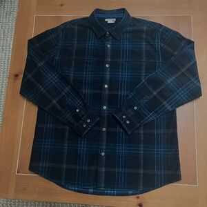 Corduroy Shirt, Navy Plaid Mens Large, Carbon2Cobalt
